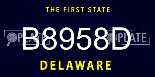 B8958D Delaware License Plate