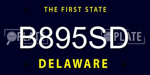 B895SD Delaware License Plate