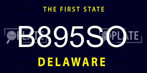 B895SO Delaware License Plate