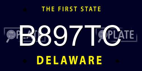 B897TC Delaware License Plate