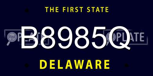 B8985Q Delaware License Plate