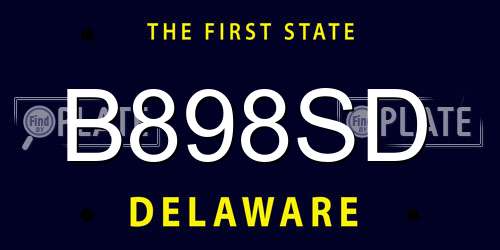 B898SD Delaware License Plate