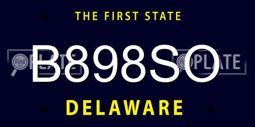 B898SO Delaware License Plate