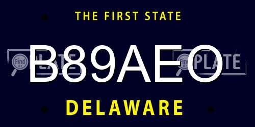B89AEO Delaware License Plate