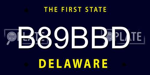 B89BBD Delaware License Plate