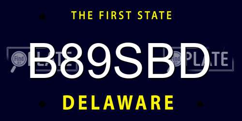 B89SBD Delaware License Plate