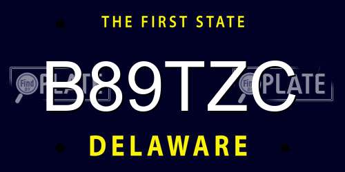 B89TZC Delaware License Plate