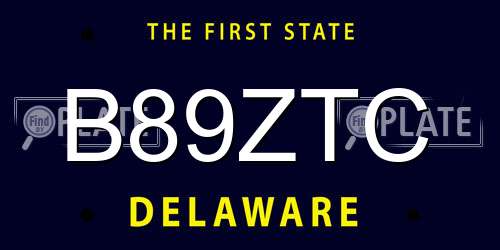 B89ZTC Delaware License Plate