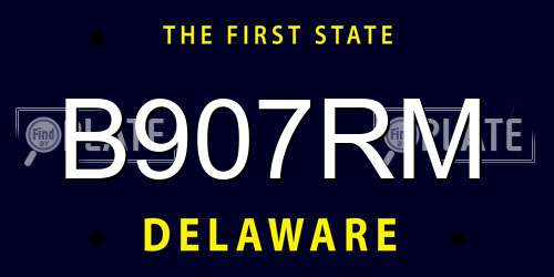 B907RM Delaware License Plate