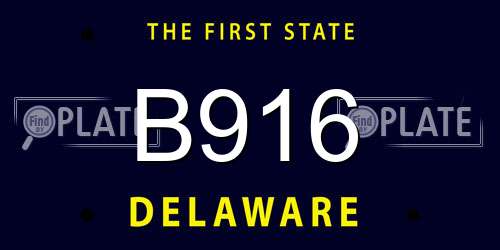 B916 Delaware License Plate