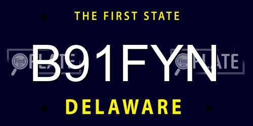 B91FYN Delaware License Plate