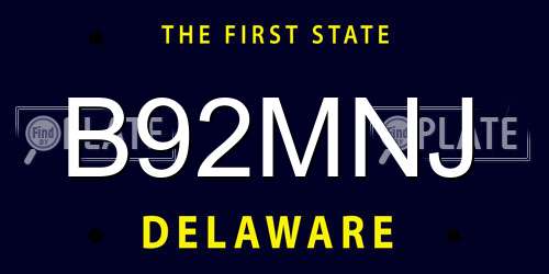 B92MNJ Delaware License Plate