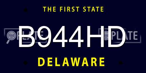 B944HD Delaware License Plate