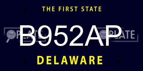 B952AP Delaware License Plate