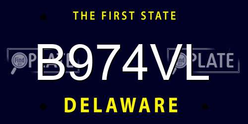 B974VL Delaware License Plate