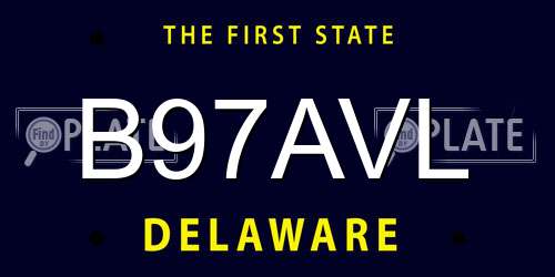 B97AVL Delaware License Plate