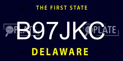 B97JKC Delaware License Plate
