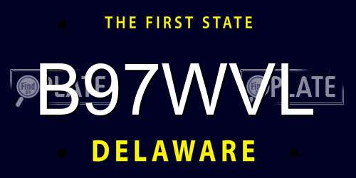 B97WVL Delaware License Plate