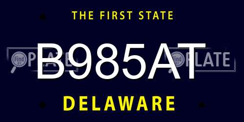 B985AT Delaware License Plate