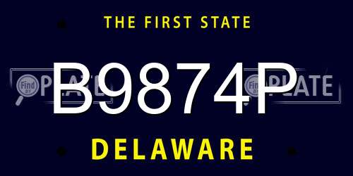 B9874P Delaware License Plate