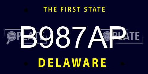B987AP Delaware License Plate