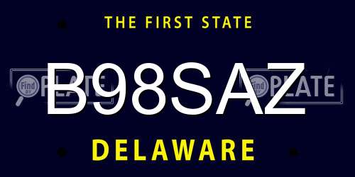 B98SAZ Delaware License Plate