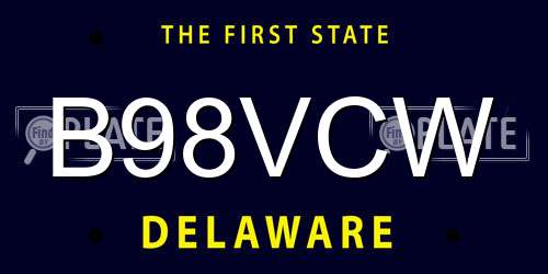 B98VCW Delaware License Plate