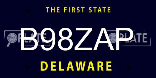 B98ZAP Delaware License Plate