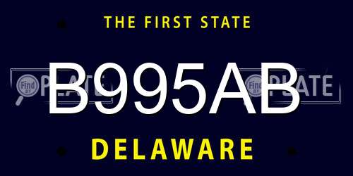B995AB Delaware License Plate