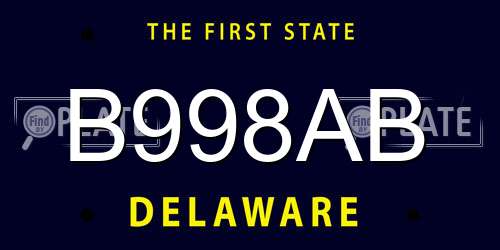 B998AB Delaware License Plate