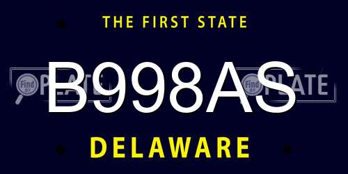 B998AS Delaware License Plate