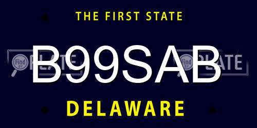 B99SAB Delaware License Plate