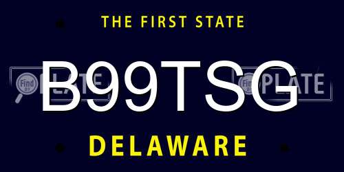 B99TSG Delaware License Plate
