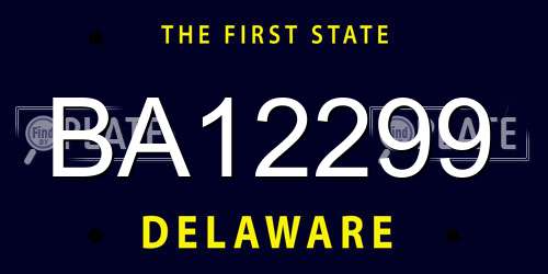 BA12299 Delaware License Plate