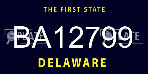 BA12799 Delaware License Plate