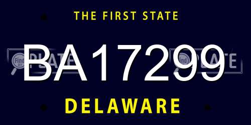 BA17299 Delaware License Plate