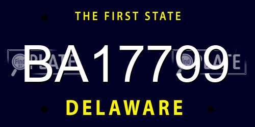 BA17799 Delaware License Plate