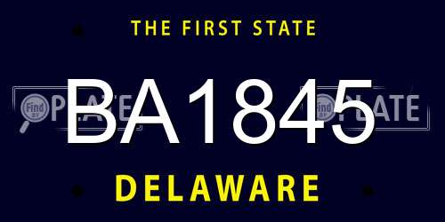 BA1845 Delaware License Plate