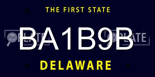 BA1B9B Delaware License Plate