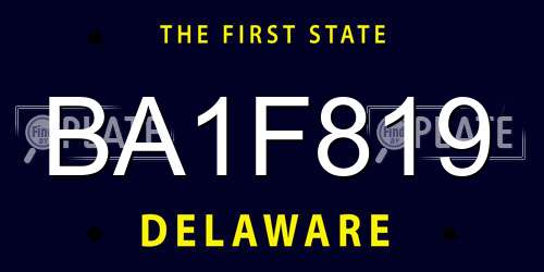 BA1F819 Delaware License Plate
