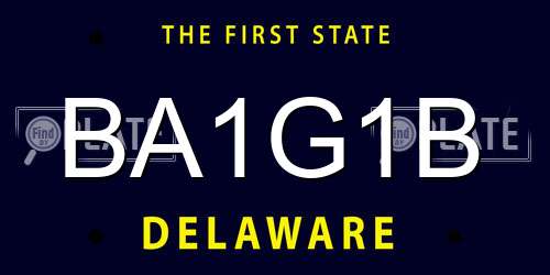 BA1G1B Delaware License Plate