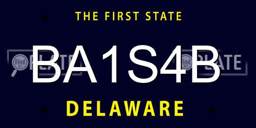 BA1S4B Delaware License Plate