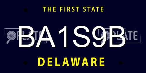 BA1S9B Delaware License Plate
