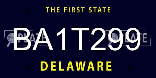 BA1T299 Delaware License Plate