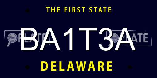 BA1T3A Delaware License Plate