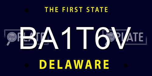 BA1T6V Delaware License Plate