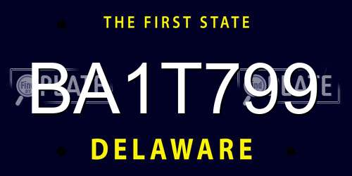 BA1T799 Delaware License Plate
