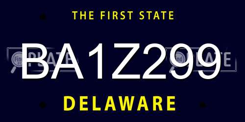 BA1Z299 Delaware License Plate