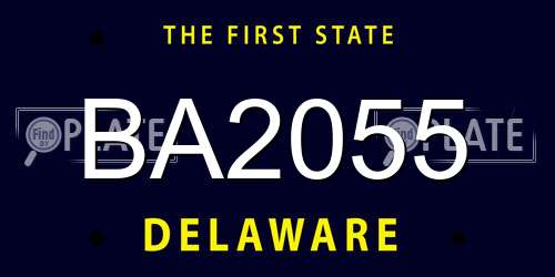 BA2055 Delaware License Plate