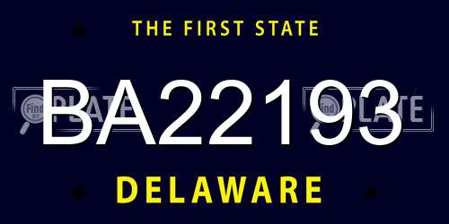 BA22193 Delaware License Plate
